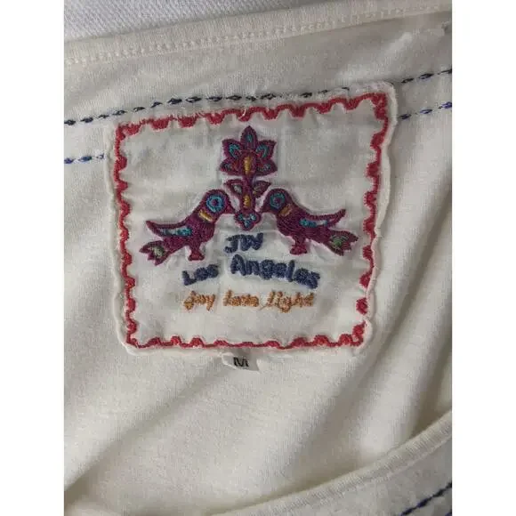 Johnny Was floral embroidery long sleeve med tie front tunic top - Picture 9 of 11